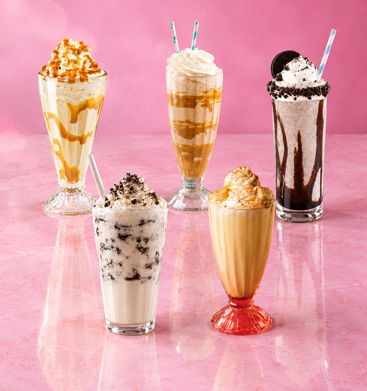 A selection of creamy Dairy Den milkshakes